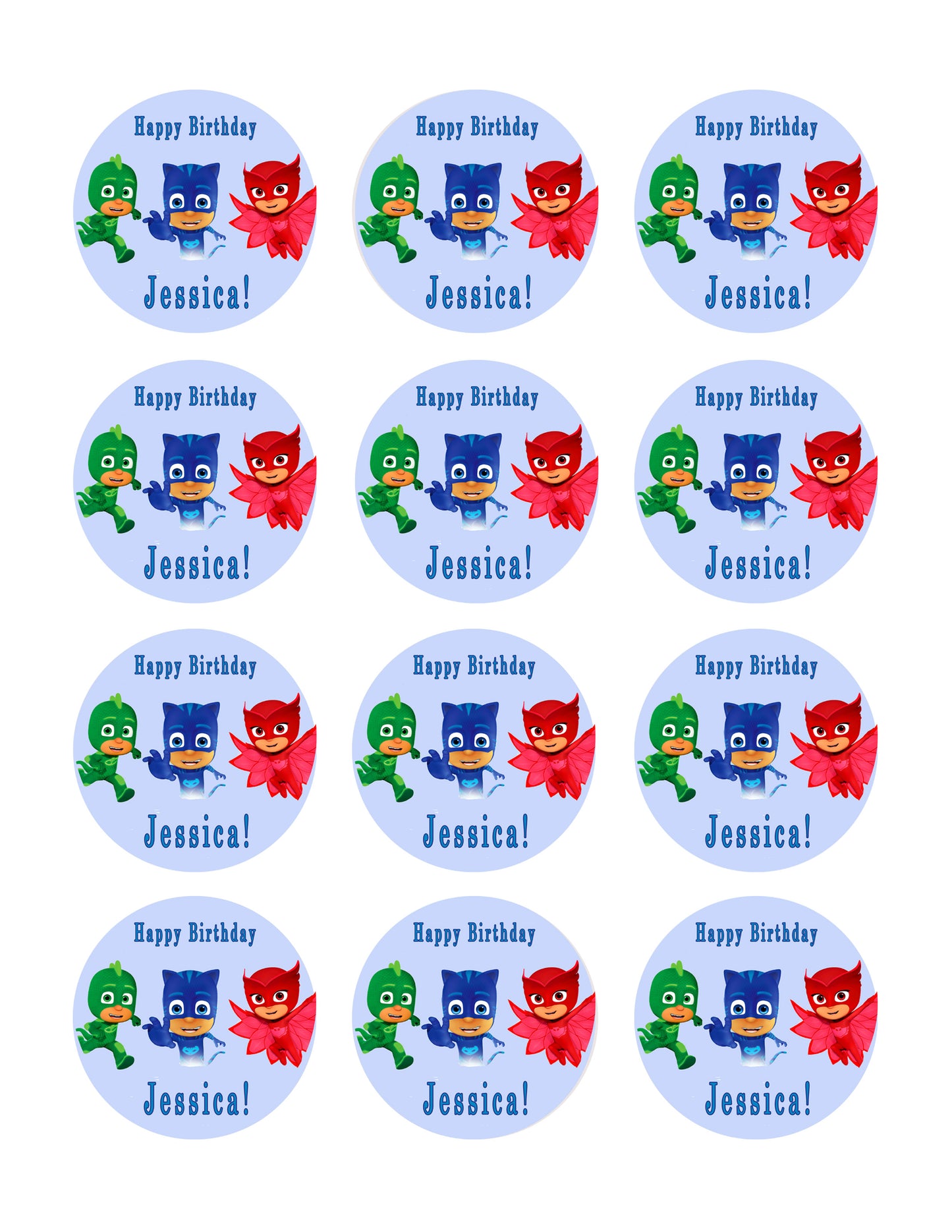 PJ MASKS (Nr3) - Edible Cake Topper OR Cupcake Topper, Decor