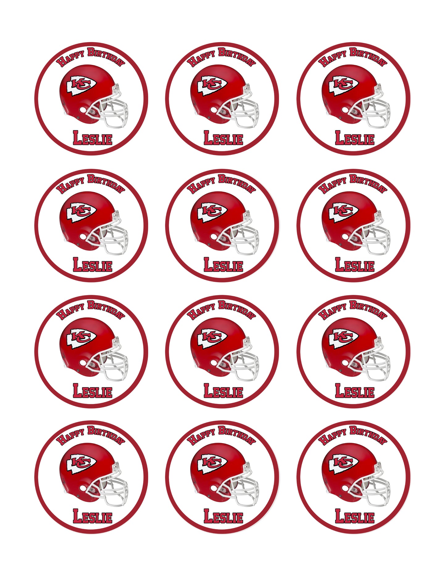 Kansas City Chiefs - Edible Cake Topper OR Cupcake Topper, Decor