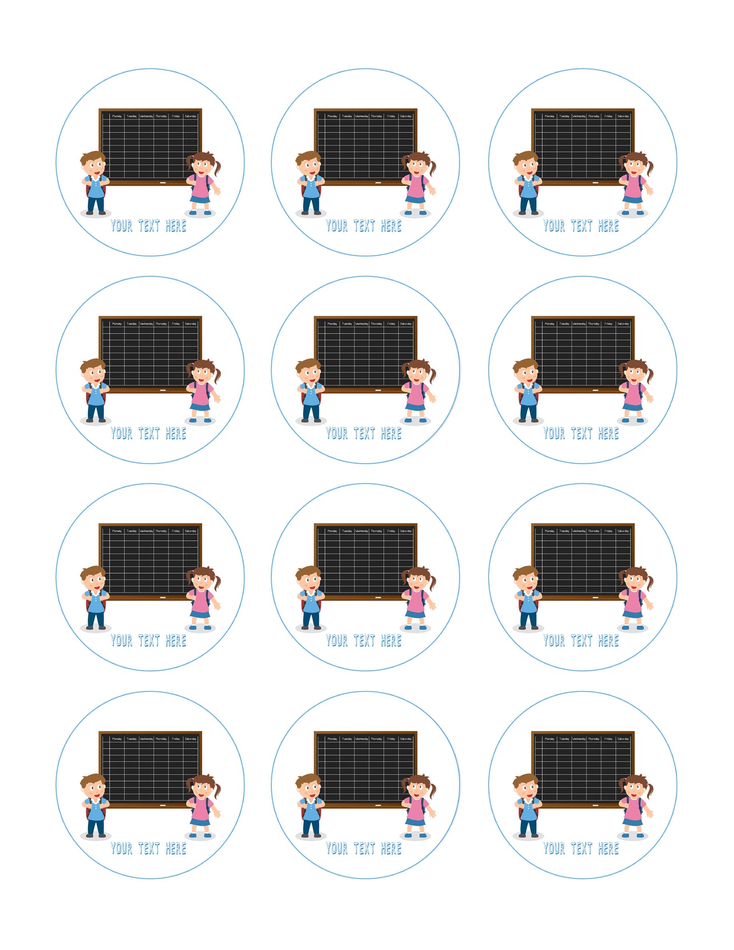 School Timetable (Nr2) - Edible Cake Topper, Cupcake Toppers, Strips
