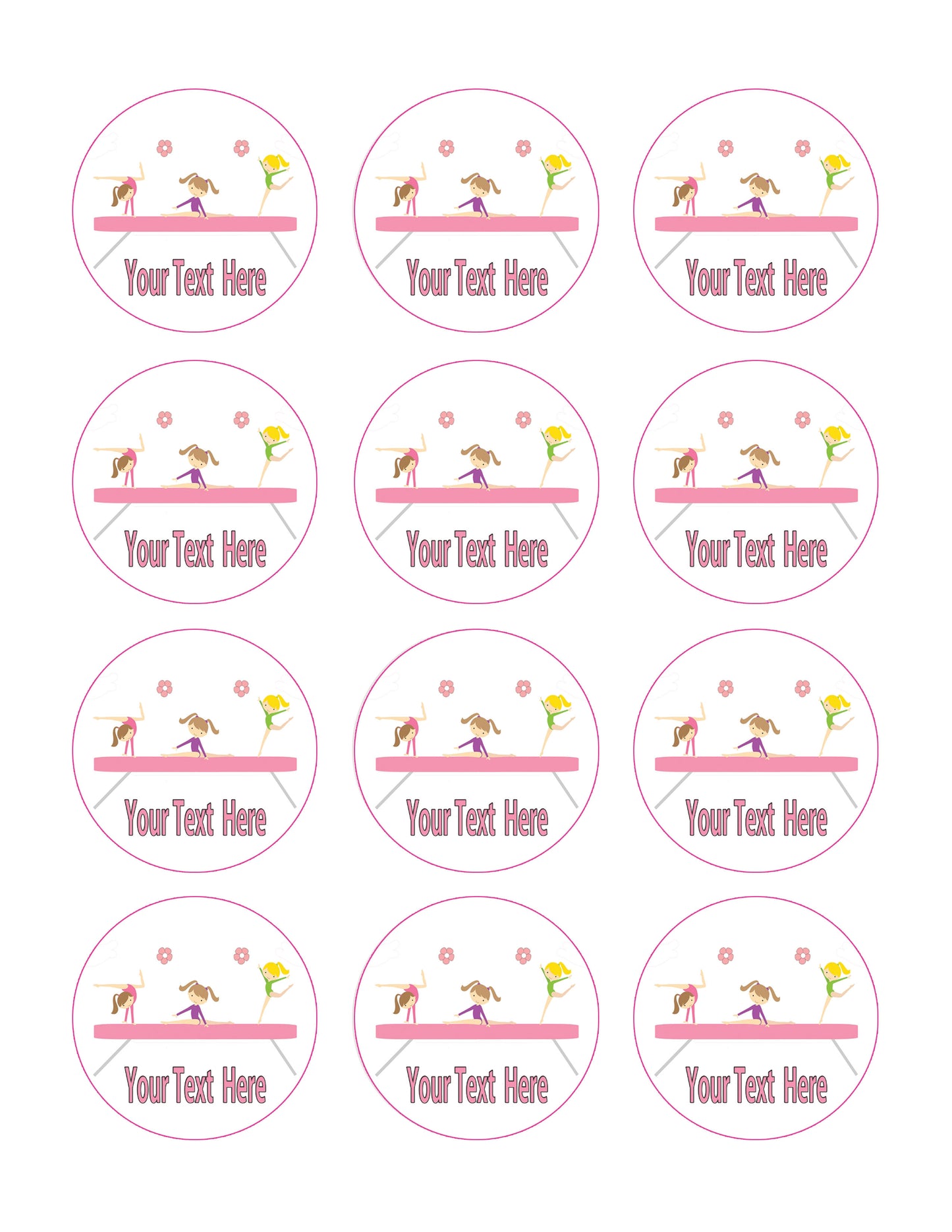 Gymnastics Tumbling Gym Girls - Edible Cake Topper OR Cupcake Topper, Decor