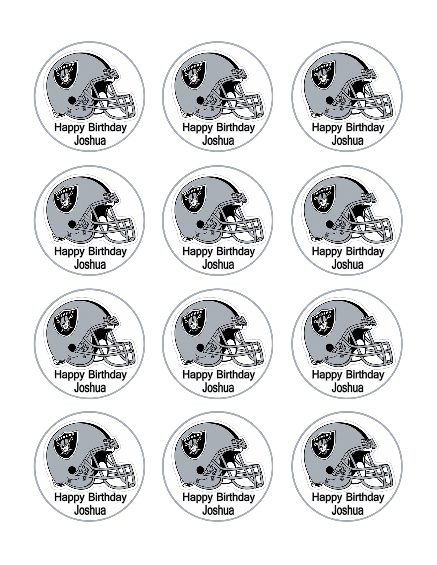 Oakland Raiders - Edible Cake Topper OR Cupcake Topper