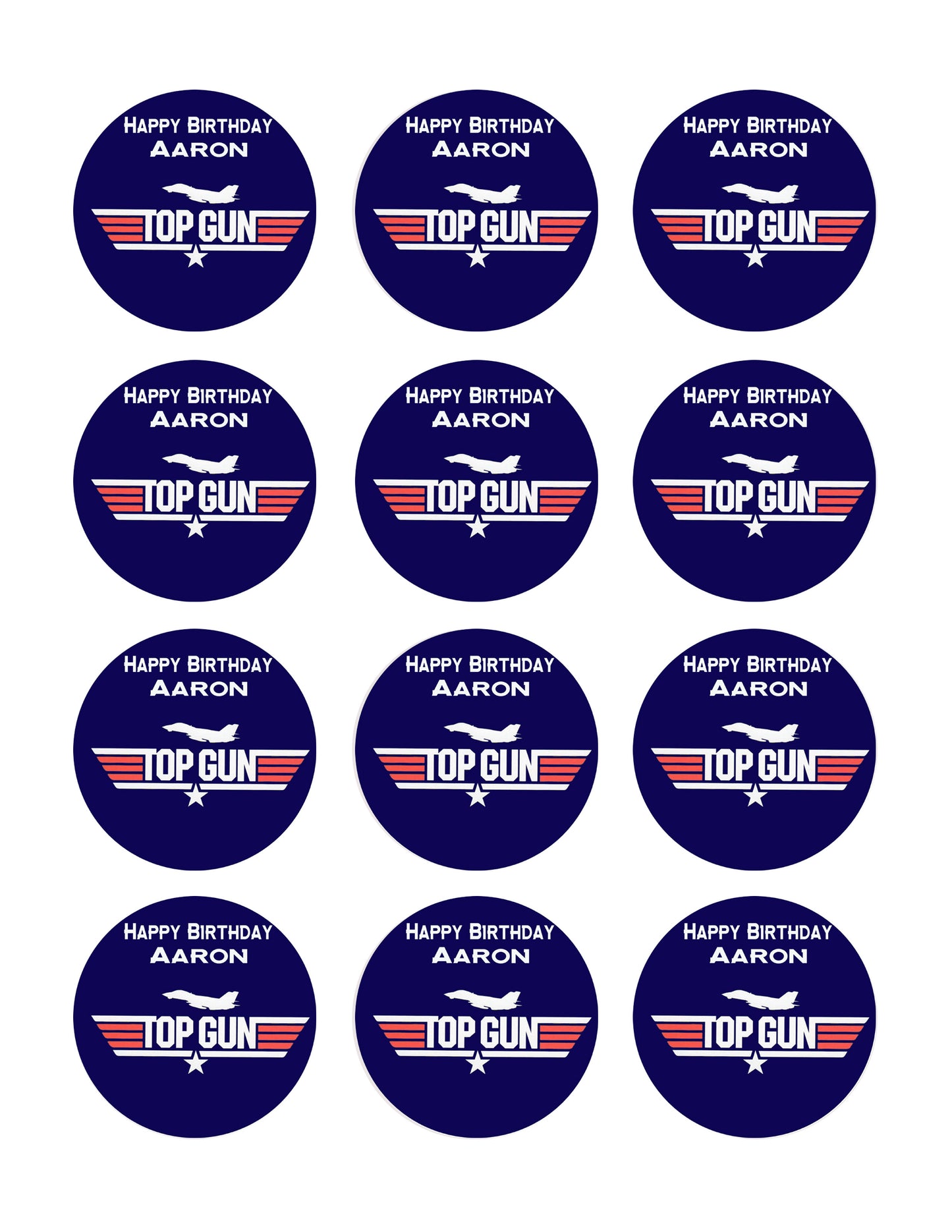 Top Gun - Edible Cake Topper OR Cupcake Topper, Decor