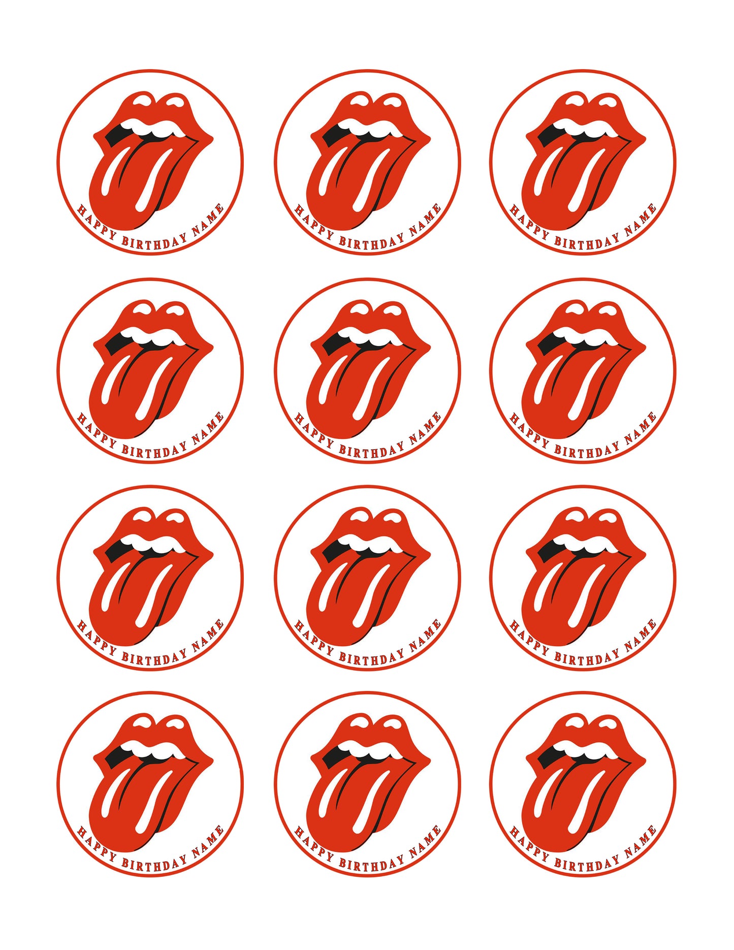 Rolling Stones Tongue Logo - Edible Cake Topper, Cupcake Toppers, Strips