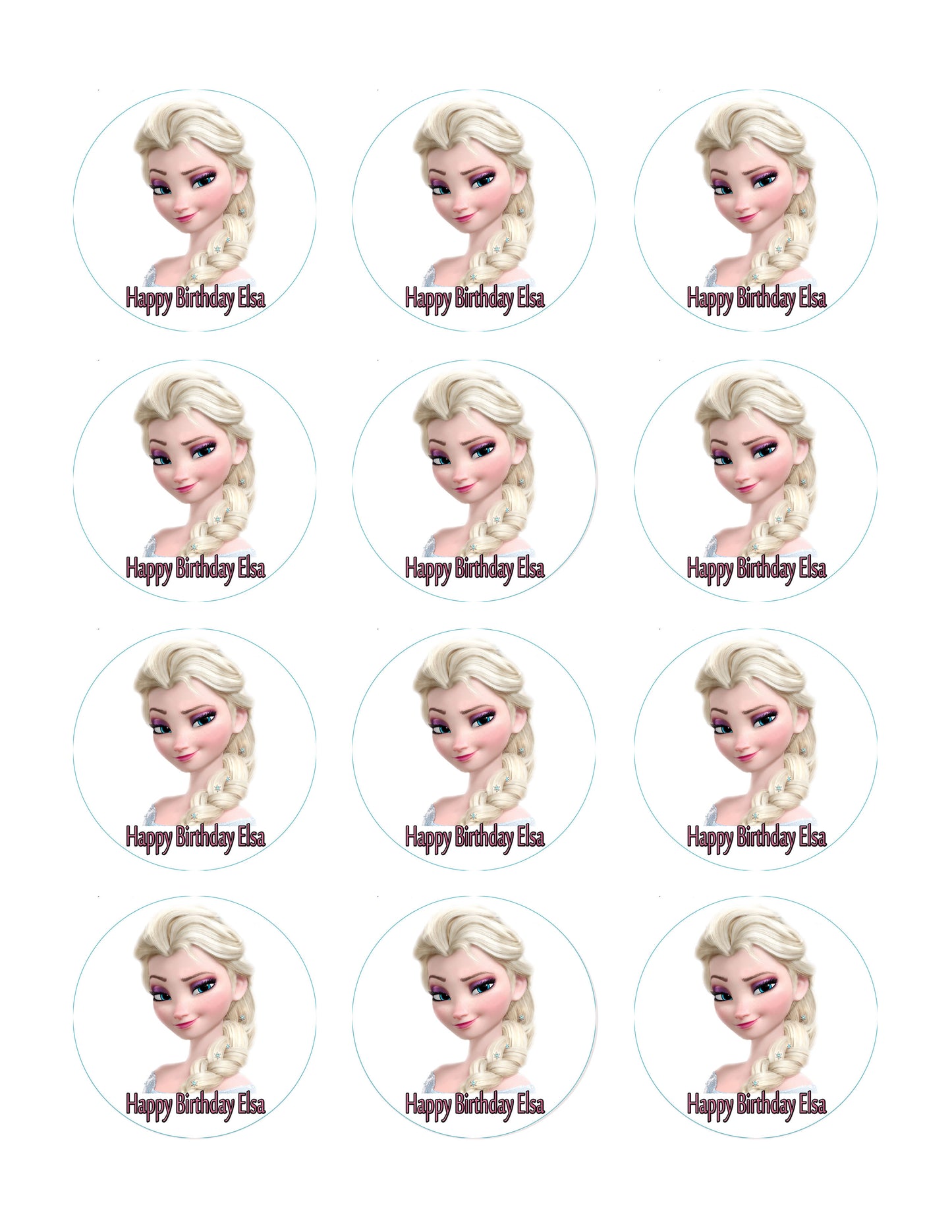 Frozen Elsa Face (Nr2) - Edible Cake Topper OR Cupcake Topper, Decor