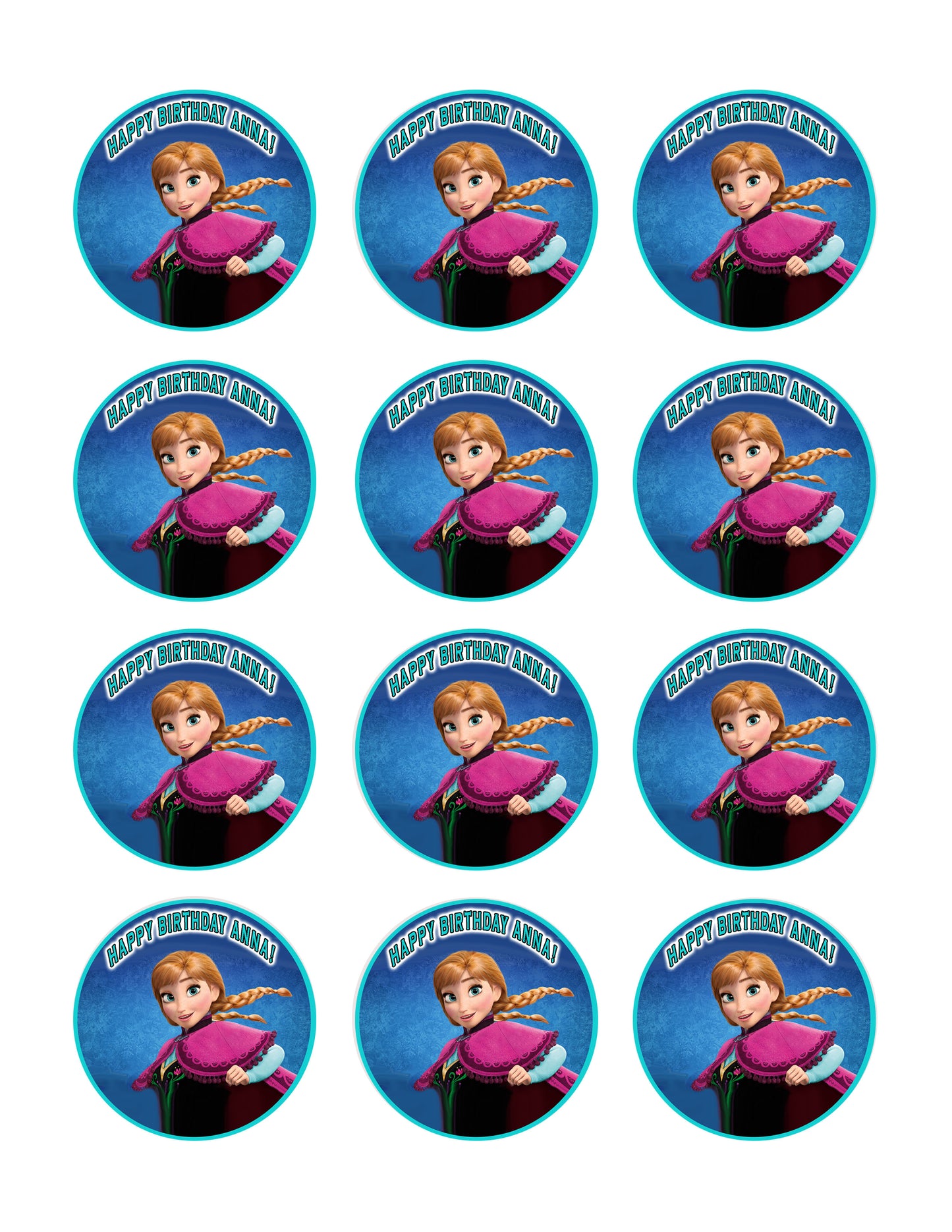 FROZEN Anna - Edible Cake Topper OR Cupcake Topper, Decor