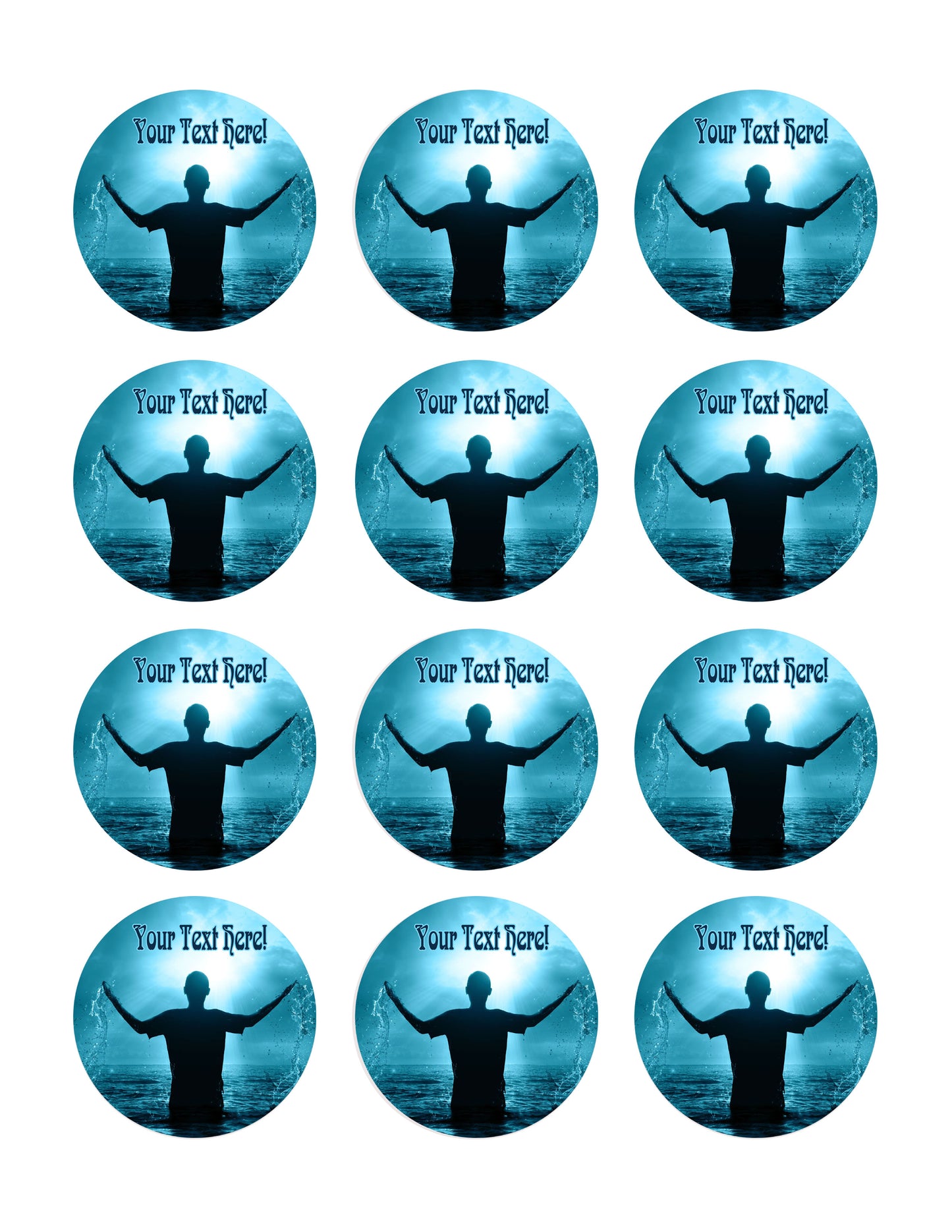 Baptism - Edible Cake Topper, Cupcake Toppers, Strips