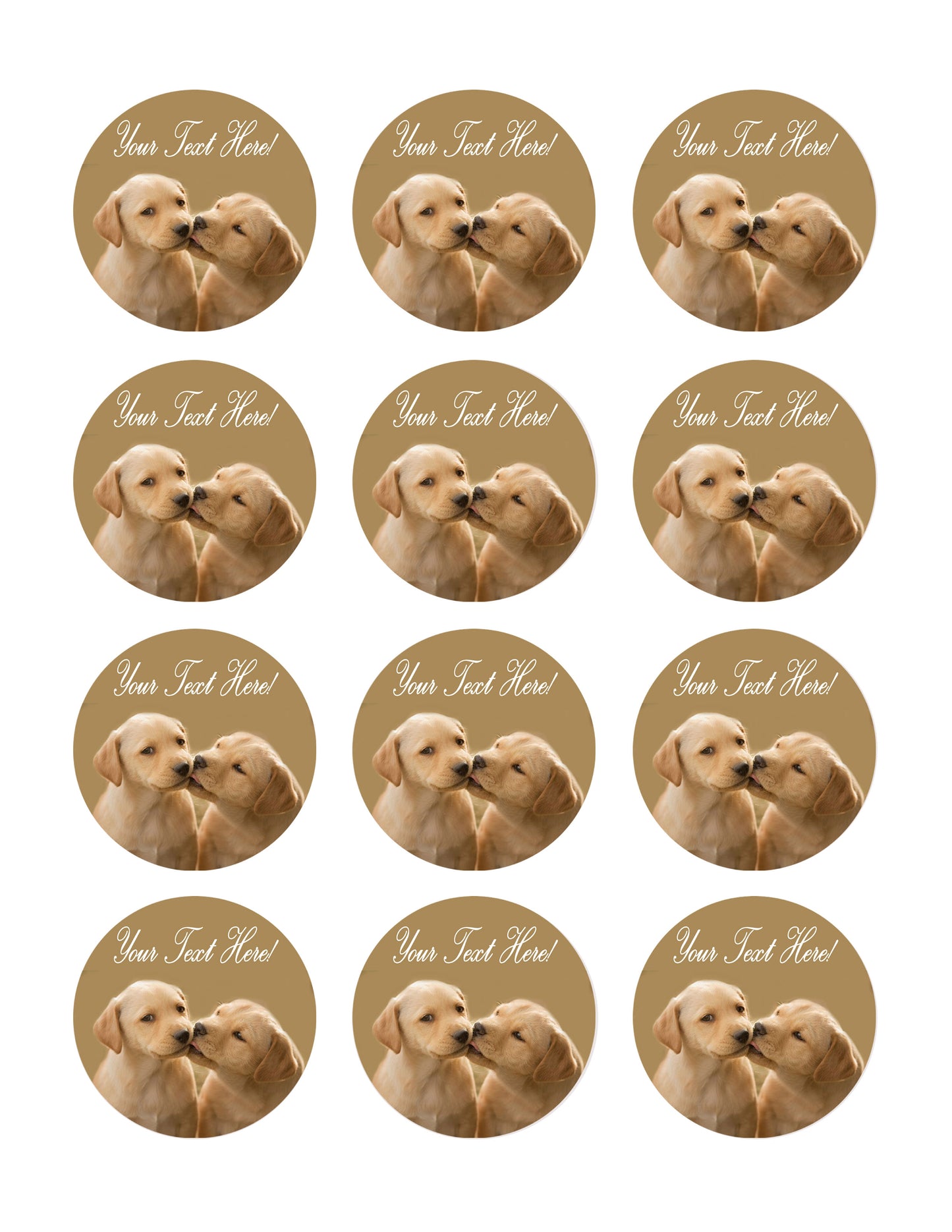 Puppy Kiss - Edible Cake Topper, Cupcake Toppers, Strips