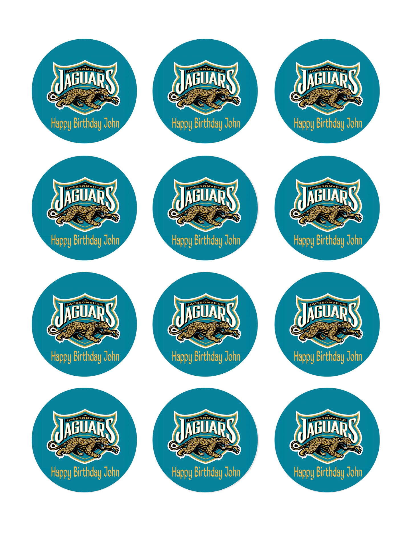 Jacksonville Jaguars - Edible Cake Topper OR Cupcake Topper, Decor