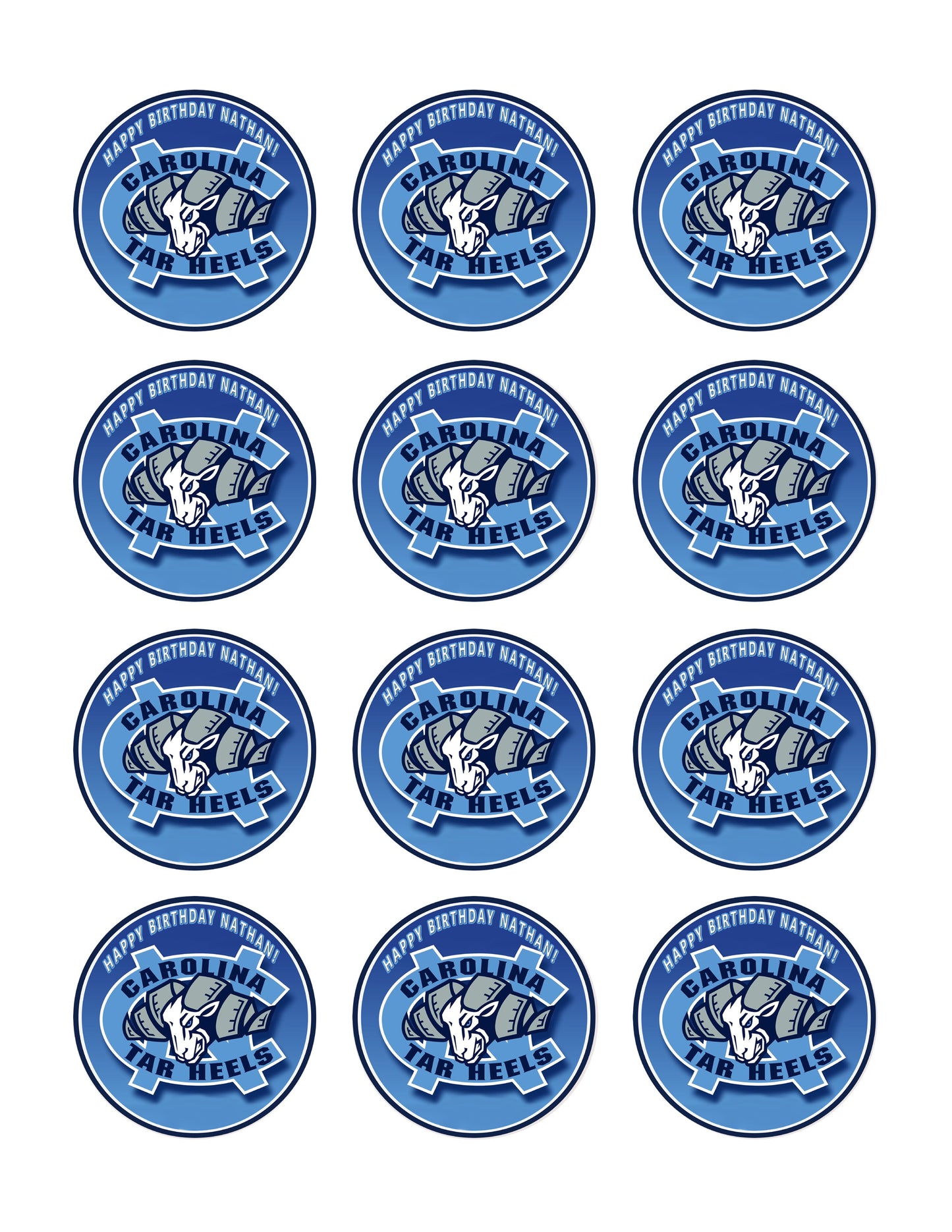 North Carolina Tar Heels - Edible Cake Topper OR Cupcake Topper, Decor