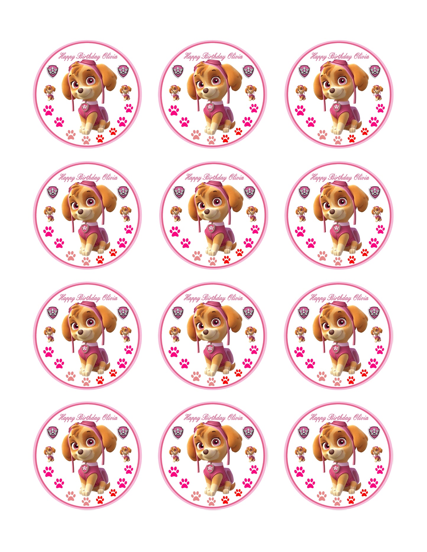 PAW PATROL SKYE (Nr2) - Edible Birthday Cake Topper OR Cupcake Topper, Decor