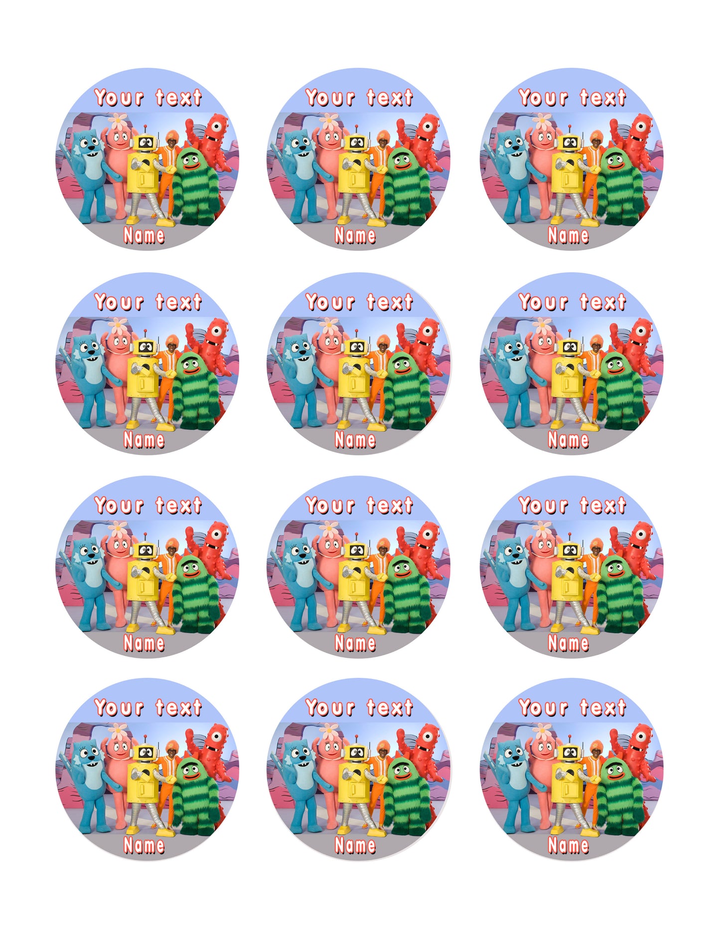 YO GABBA GABBA - Edible Cake Topper, Cupcake Toppers, Strips