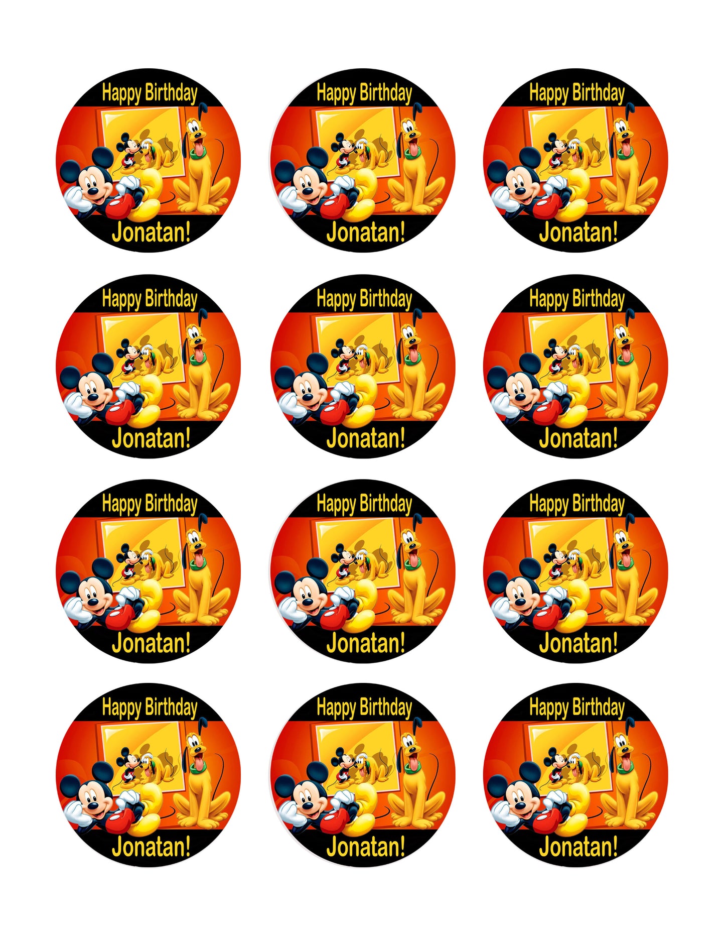 Mickey and Pluto - Edible Cake Topper OR Cupcake Topper, Decor