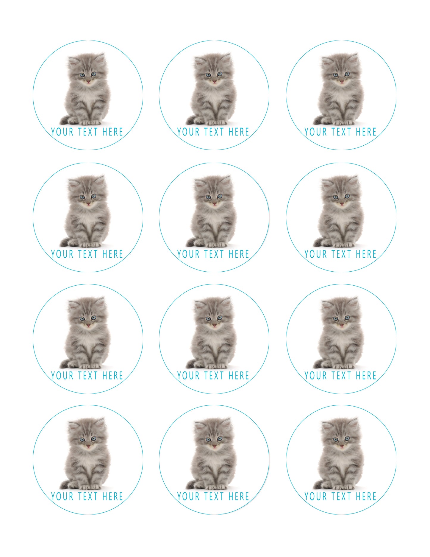 Kitten Cat (Nr2) - Edible Cake Topper OR Cupcake Topper, Decor