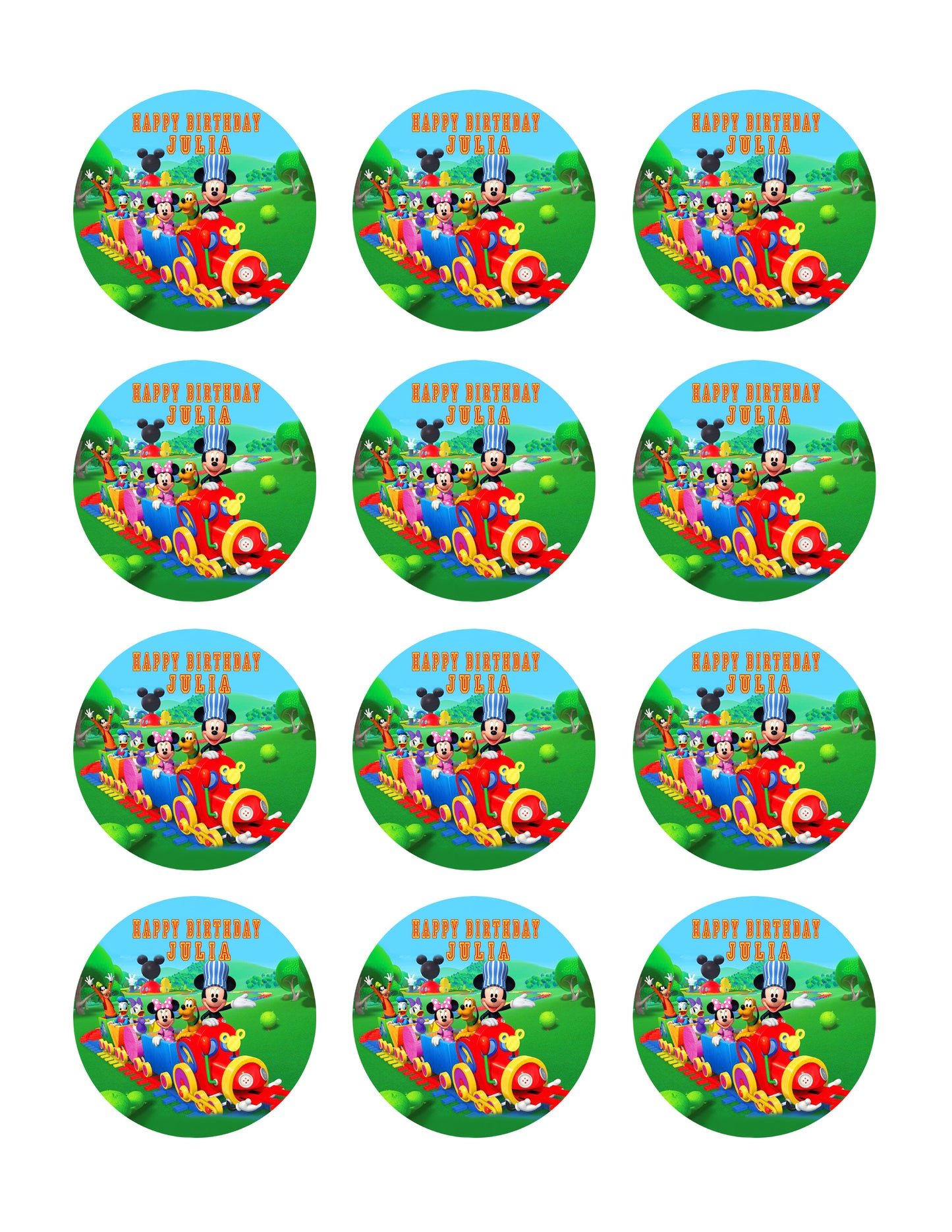 Mickey Mouse Clubhouse Train - Edible Cake Topper OR Cupcake Topper, Decor
