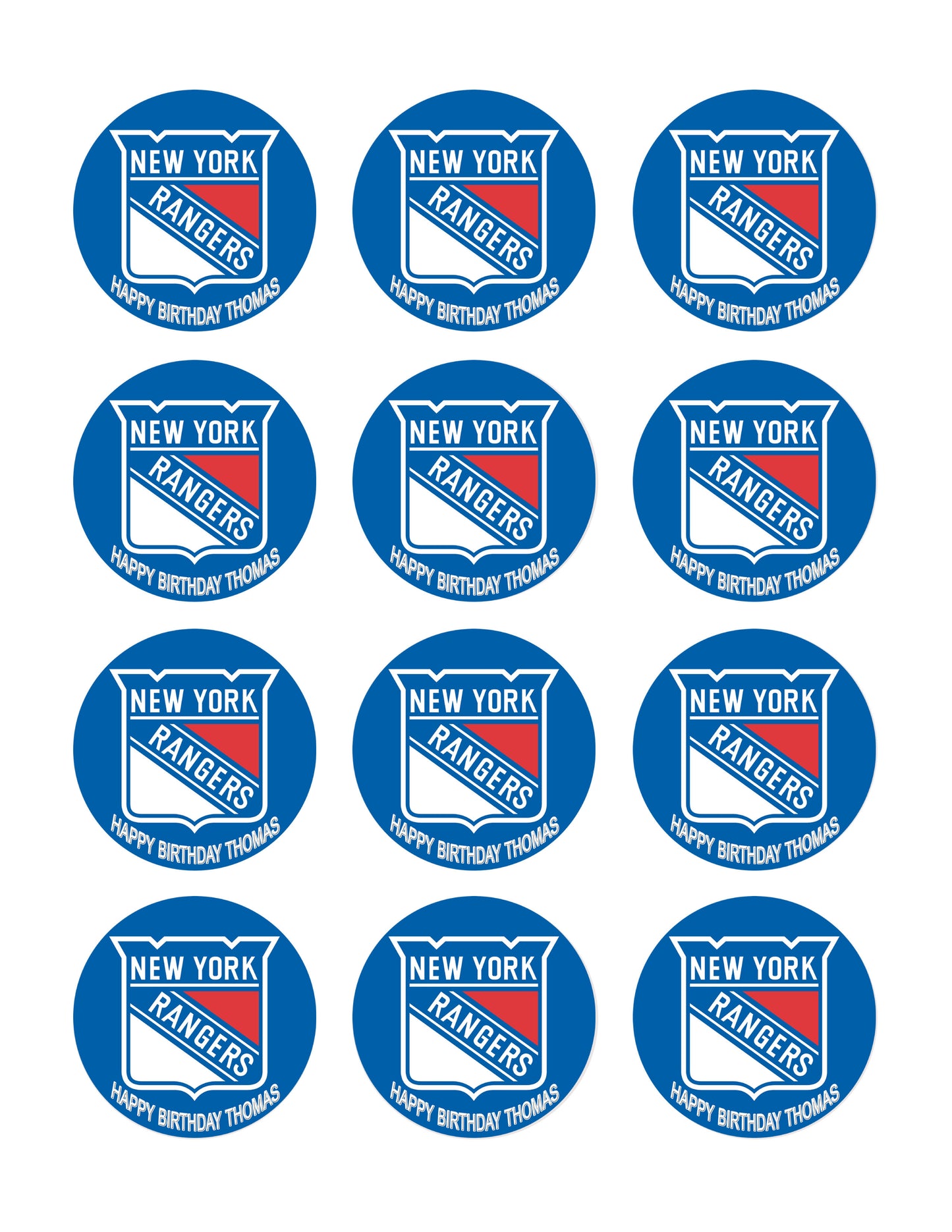 New York Rangers - Edible Cake Topper OR Cupcake Topper, Decor