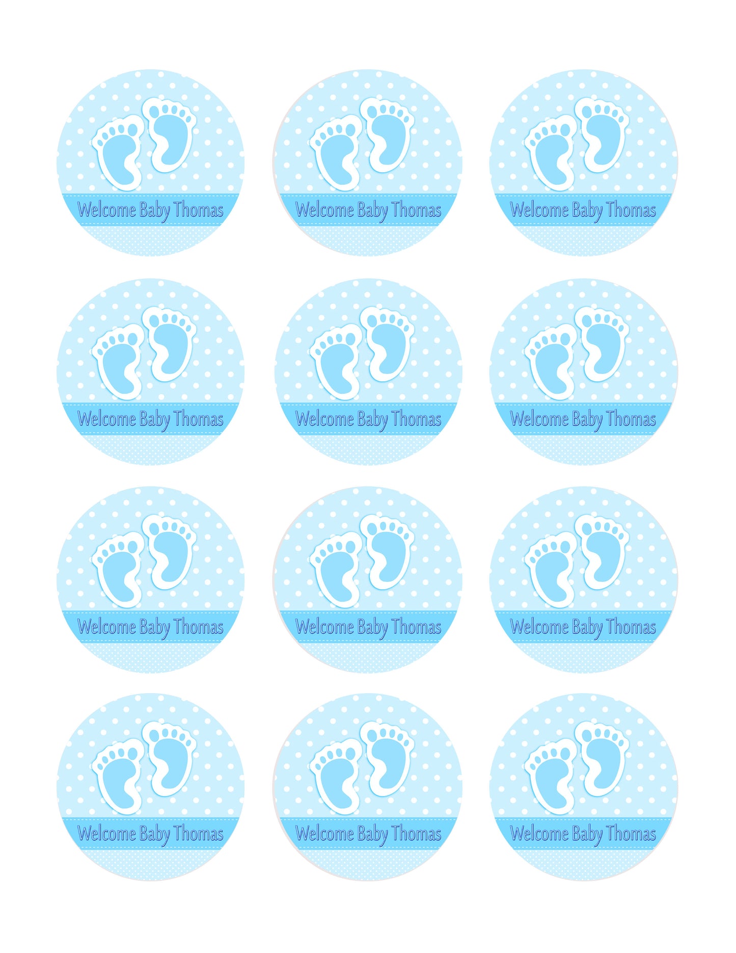 Baby Feet Foot Blue - Edible Cake Topper, Cupcake Toppers, Strips