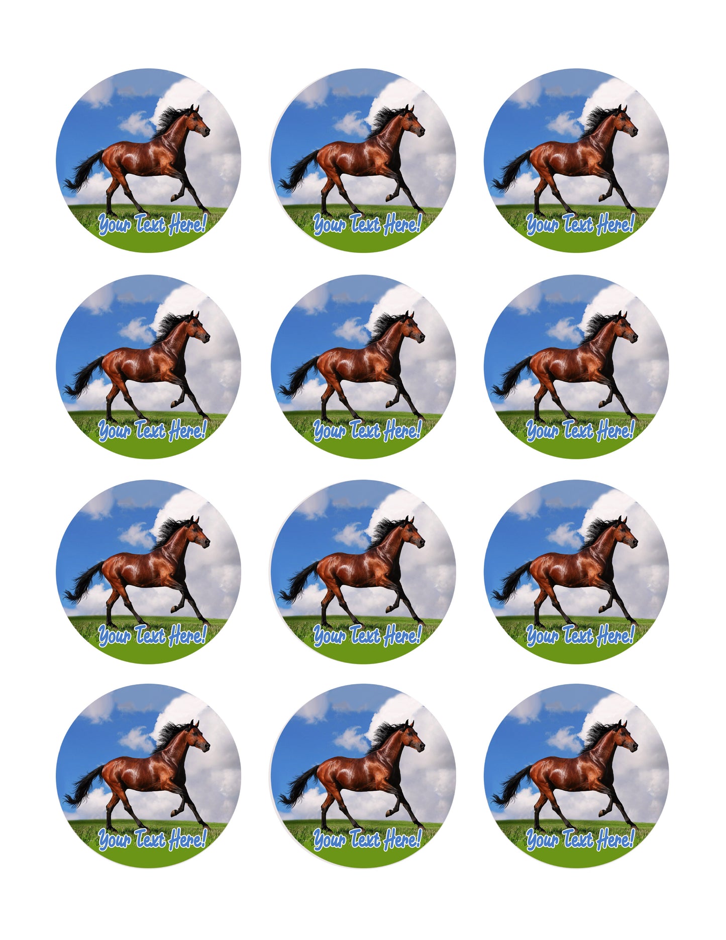 Brown Horse - Edible Cake Topper, Cupcake Toppers, Strips