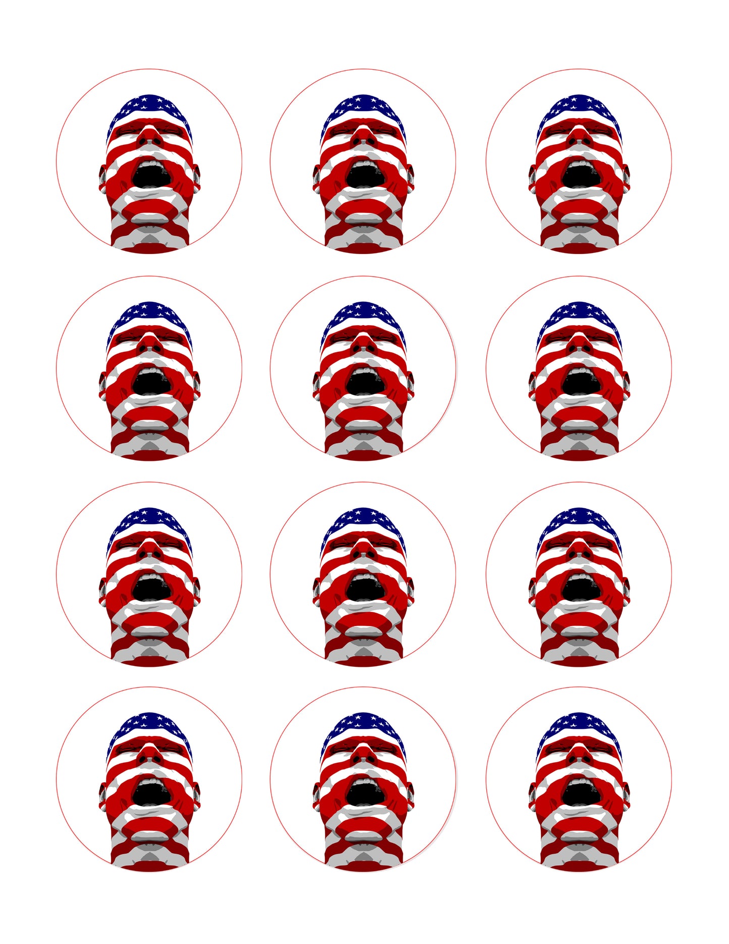 USA Flag Man Yelling - Edible Cake Topper, Cupcake Toppers, Strips