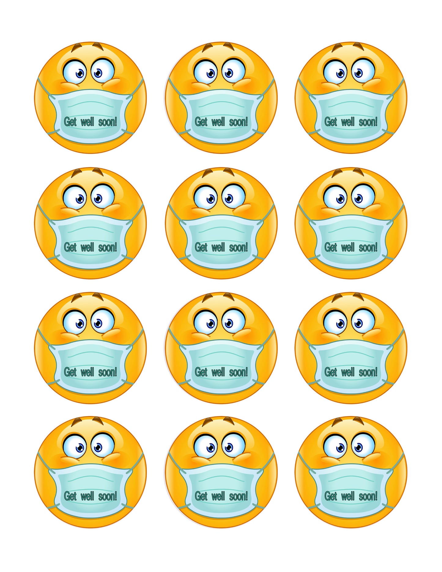 Emoji with Mask - Edible Cake Topper, Cupcake Toppers, Strips