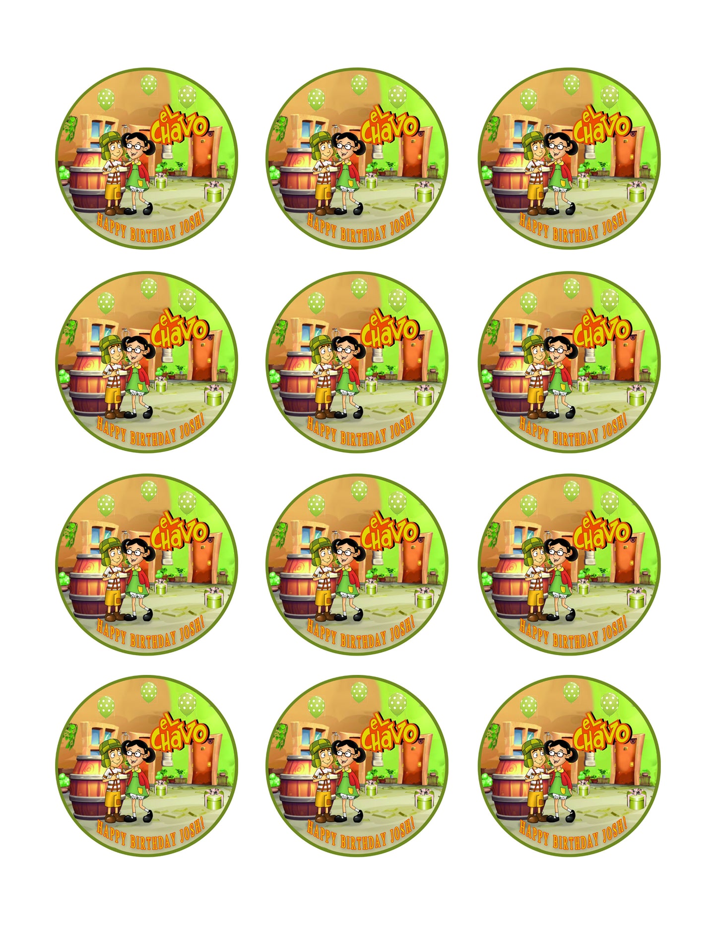 El Chavo del Ocho - Edible Cake Topper, Cupcake Toppers, Strips