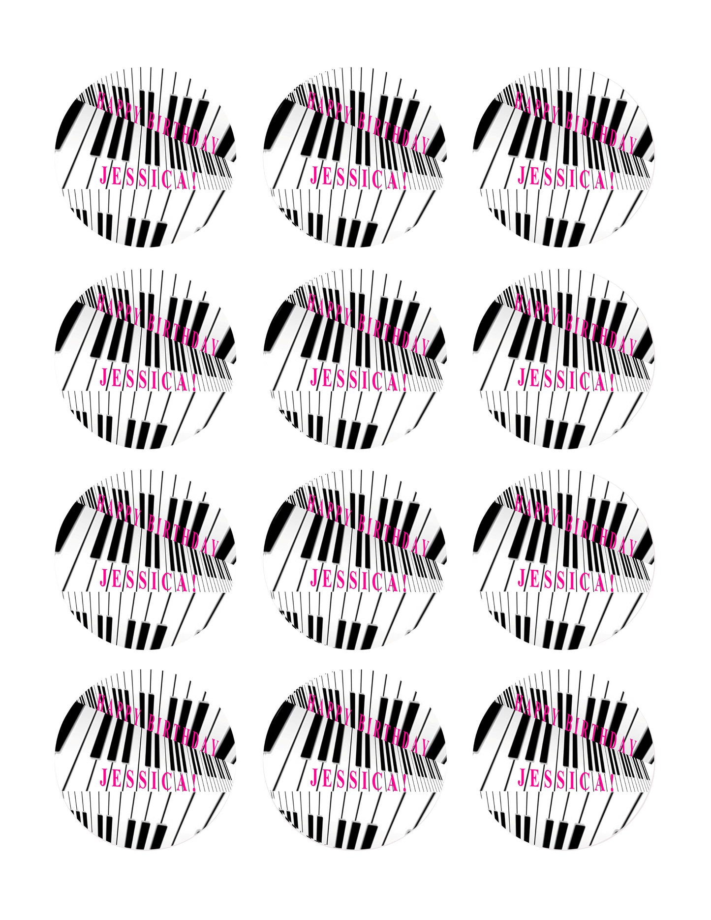 Piano Keys - Edible Cake Topper OR Cupcake Topper, Decor