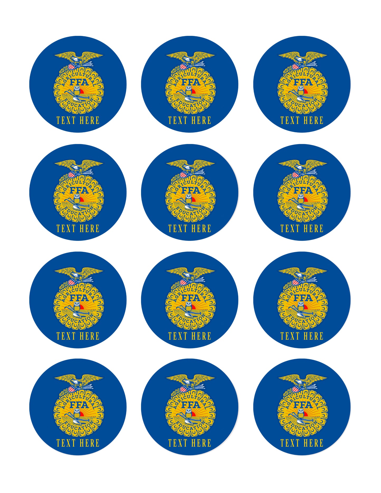 FFA - Edible Cake Topper, Cupcake Toppers, Strips