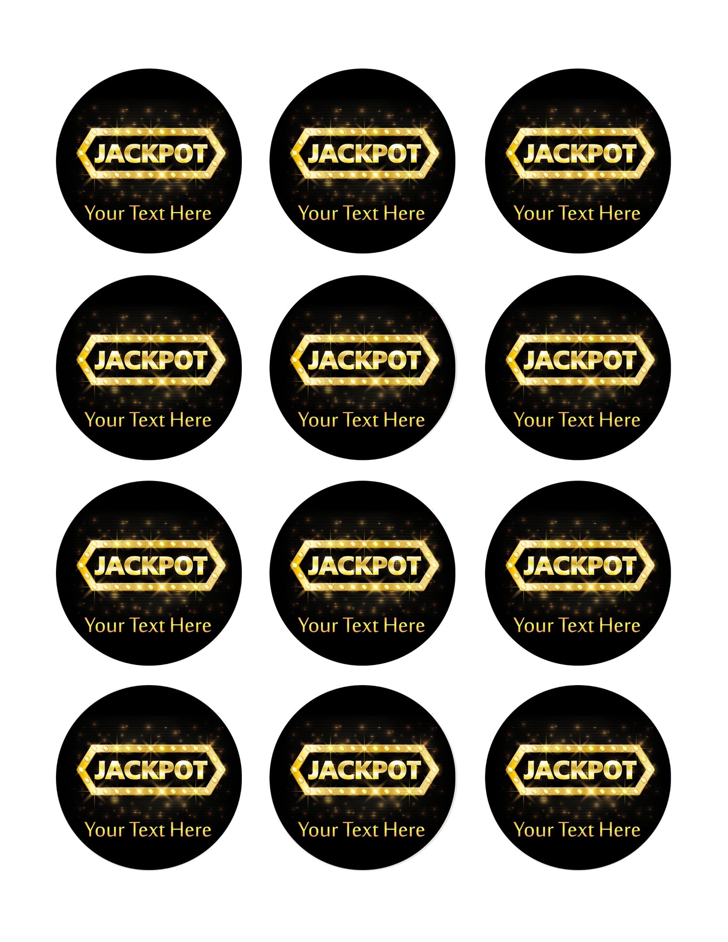 Jackpot gold casino lotto label - Edible Cake Topper, Cupcake Toppers, Strips