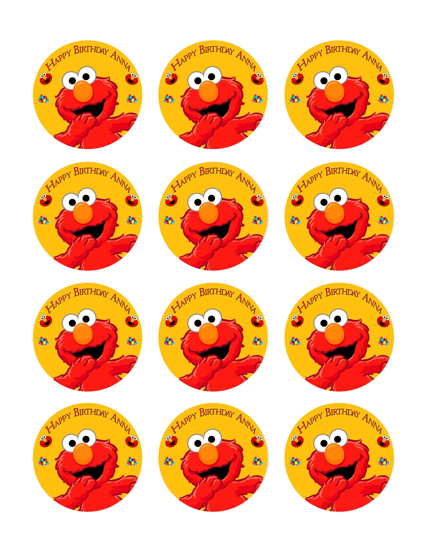 Elmo - Edible Cake Topper, Cupcake Toppers, Strips