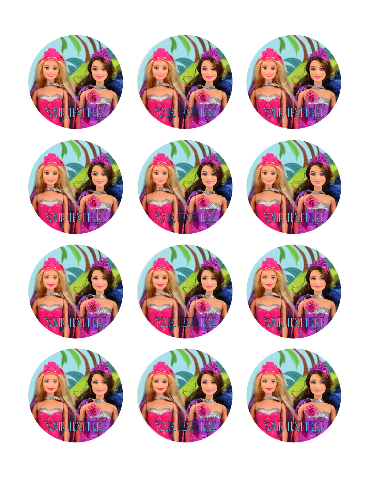 Barbie Princess Power - Edible Cake Topper, Cupcake Toppers, Strips