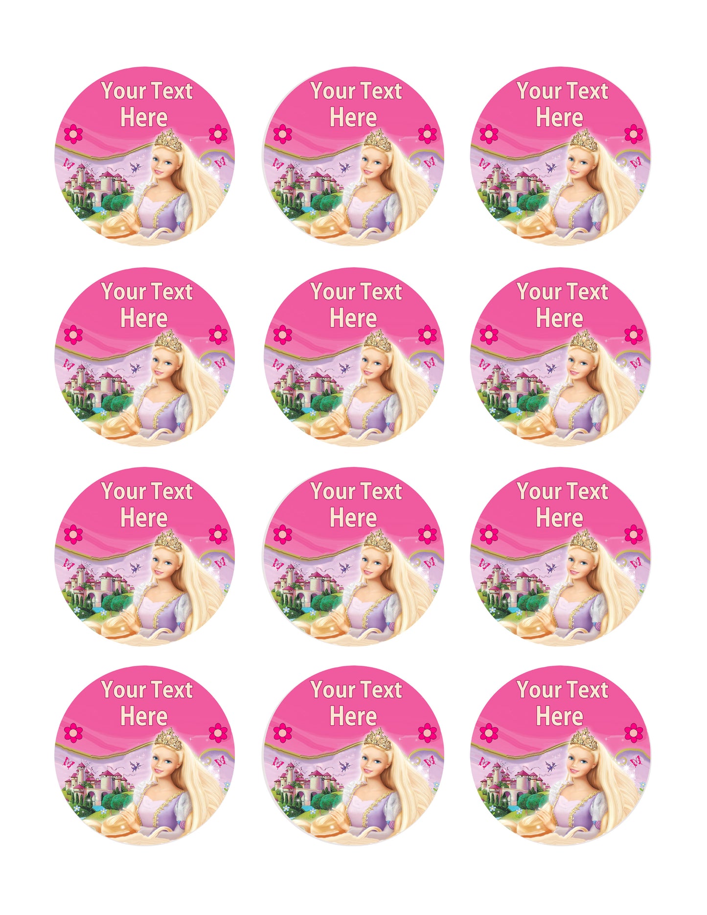 Barbie - Edible Cake Topper, Cupcake Toppers, Strips