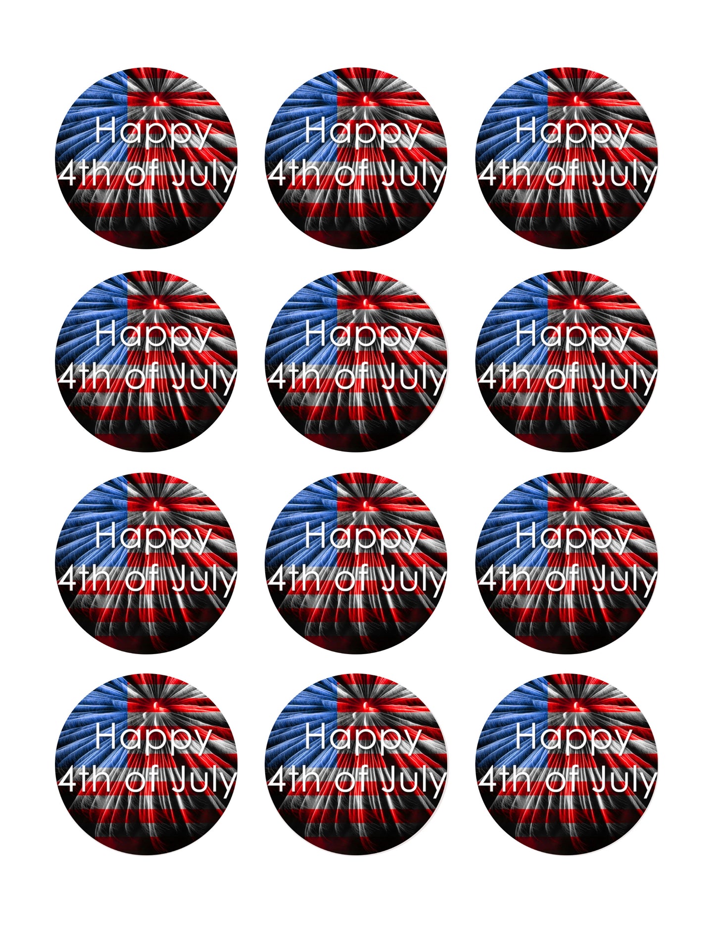 4th of July (Nr3) - Edible Cake Topper, Cupcake Toppers, Strips