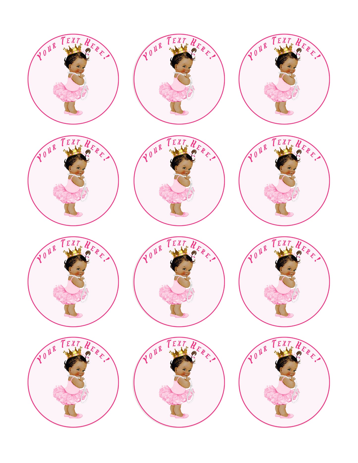 Baby Girl Afro Puffs - Edible Cake Topper, Cupcake Toppers, Strips