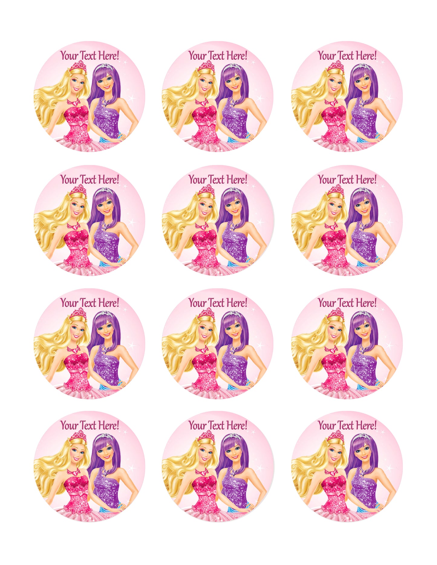 Barbie Princess and the Popstar (Nr1) - Edible Cake Topper, Cupcake Toppers, Strips