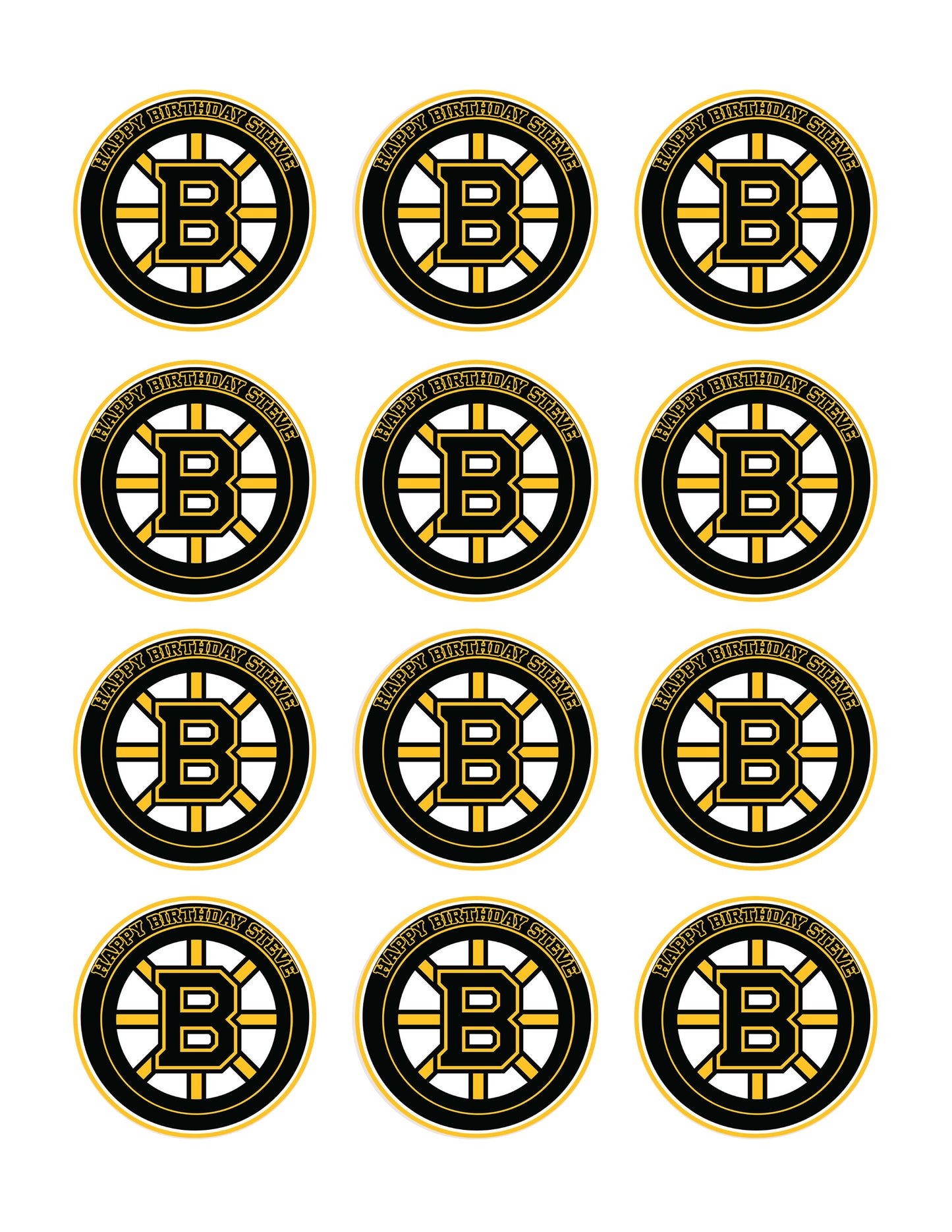 Boston Bruins - Edible Cake Topper, Cupcake Toppers, Strips