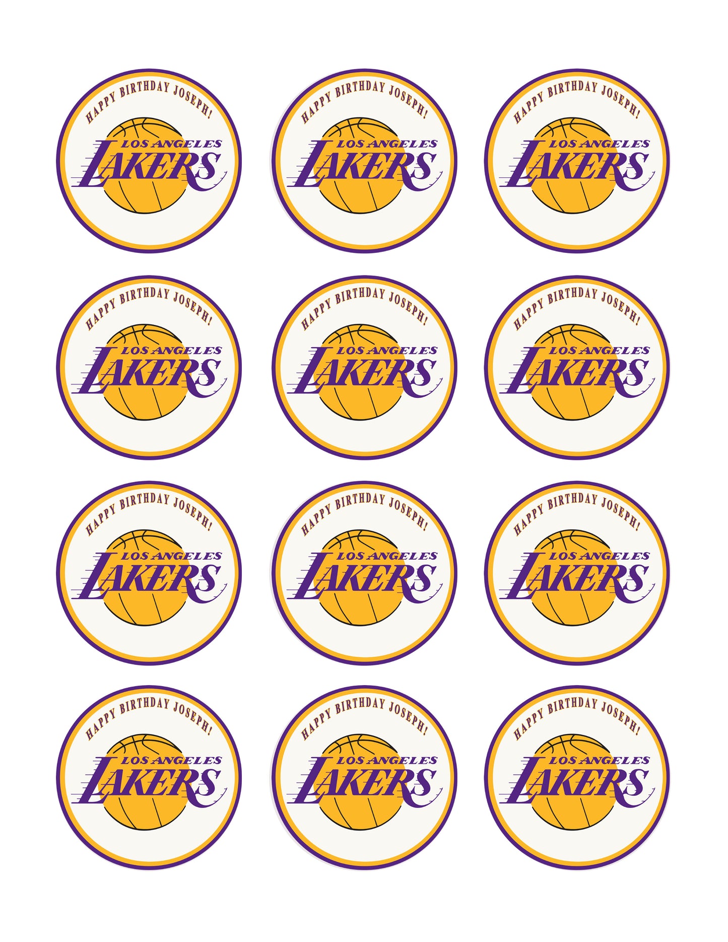 Los Angeles LA Lakers - Edible Cake Topper OR Cupcake Topper, Decor