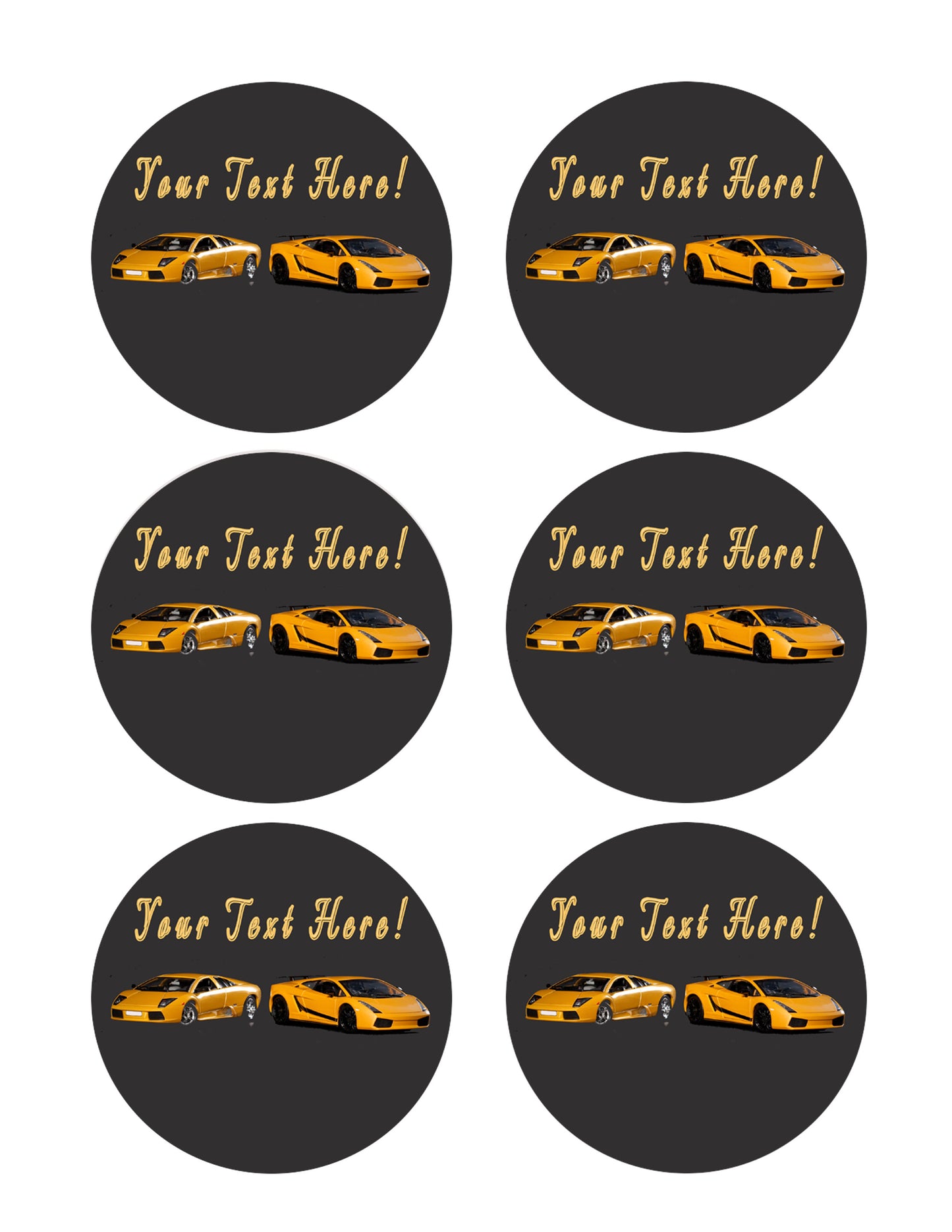 Sport Cars - Edible Cake Topper, Cupcake Toppers, Strips