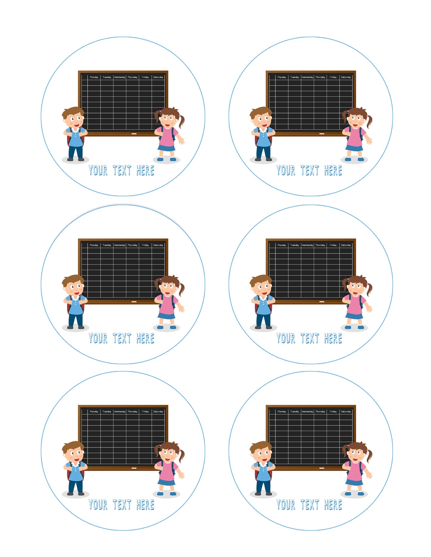 School Timetable (Nr2) - Edible Cake Topper, Cupcake Toppers, Strips