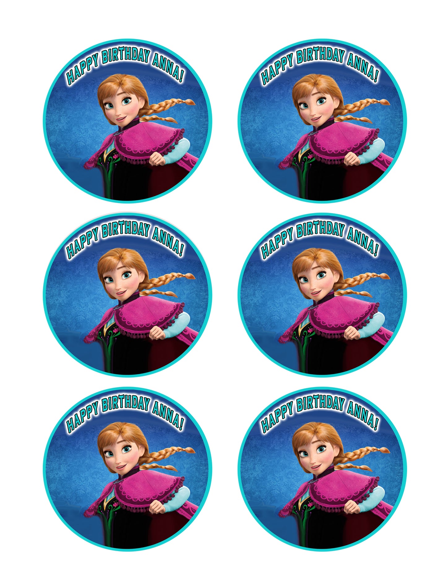 FROZEN Anna - Edible Cake Topper OR Cupcake Topper, Decor