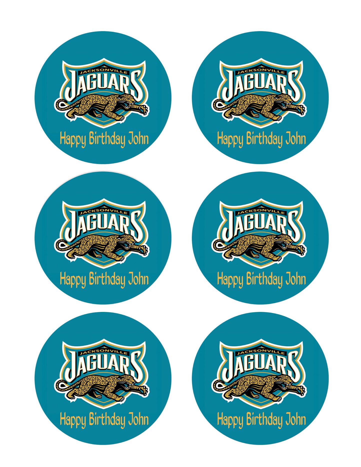 Jacksonville Jaguars - Edible Cake Topper OR Cupcake Topper, Decor