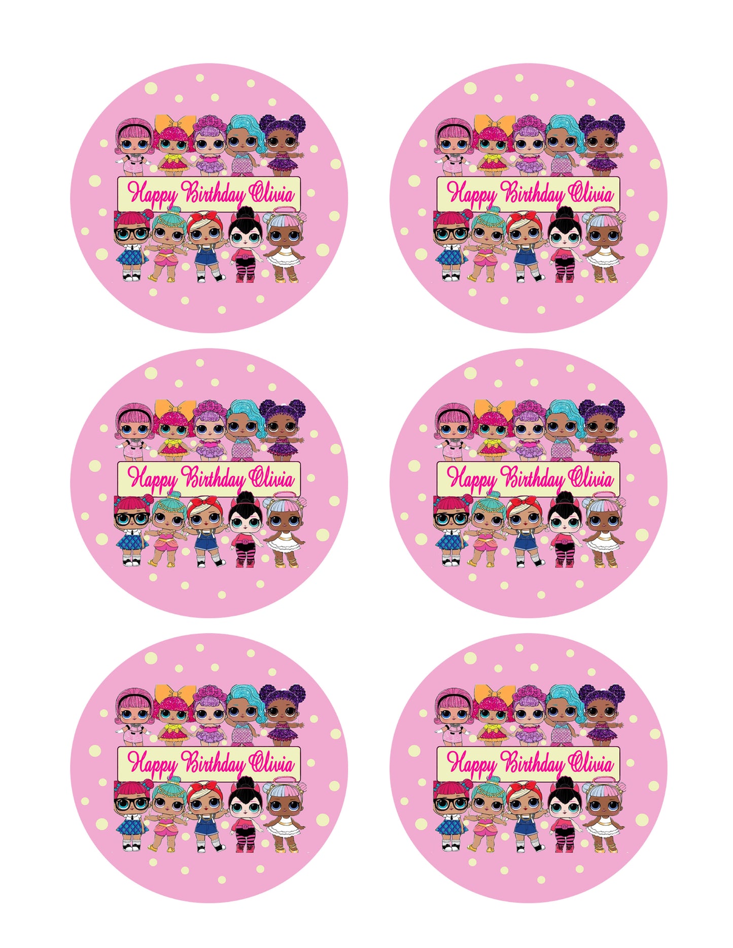 Lol Suprise Dolls (Nr2) - Edible Cake Topper, Cupcake Toppers, Strips