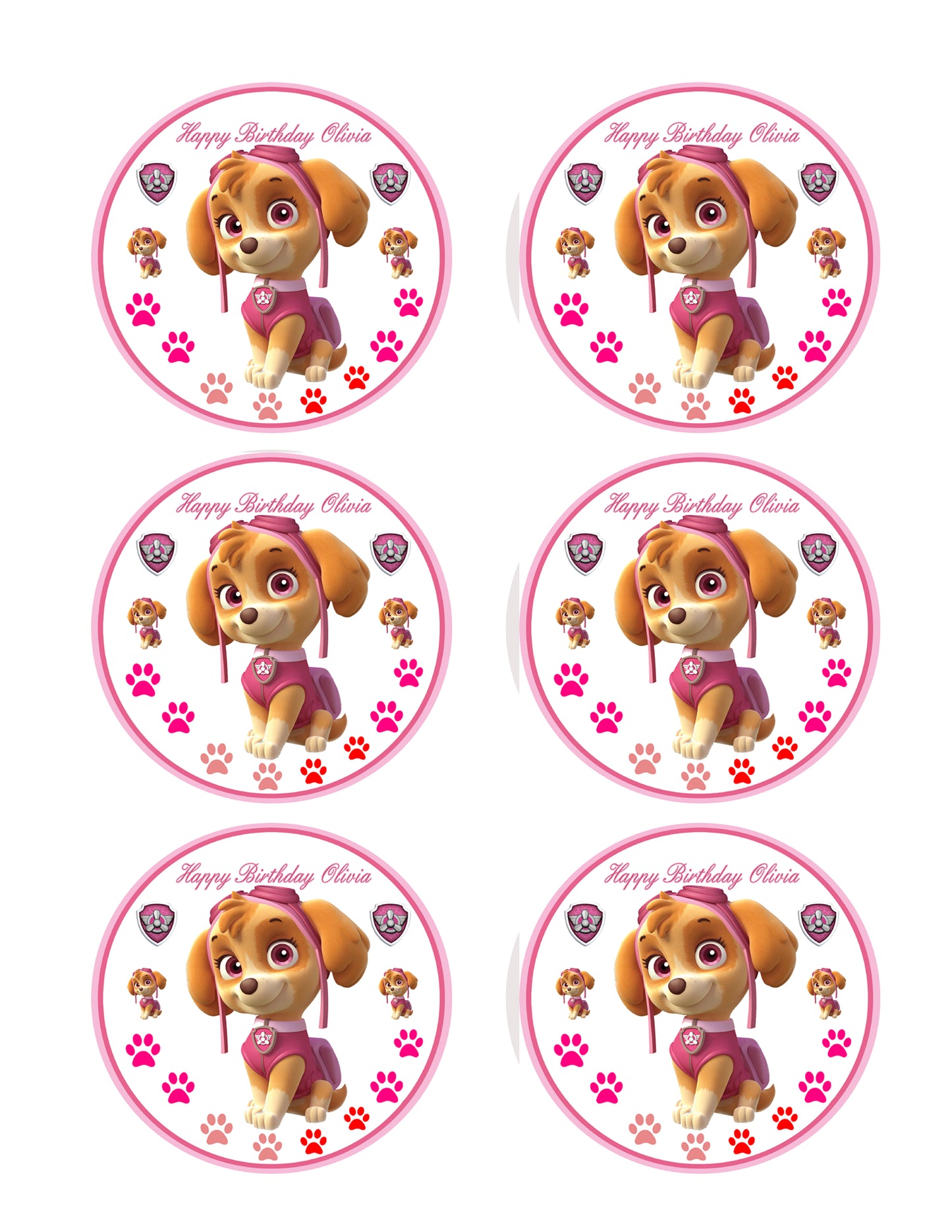 PAW PATROL SKYE (Nr2) - Edible Birthday Cake Topper OR Cupcake Topper, Decor