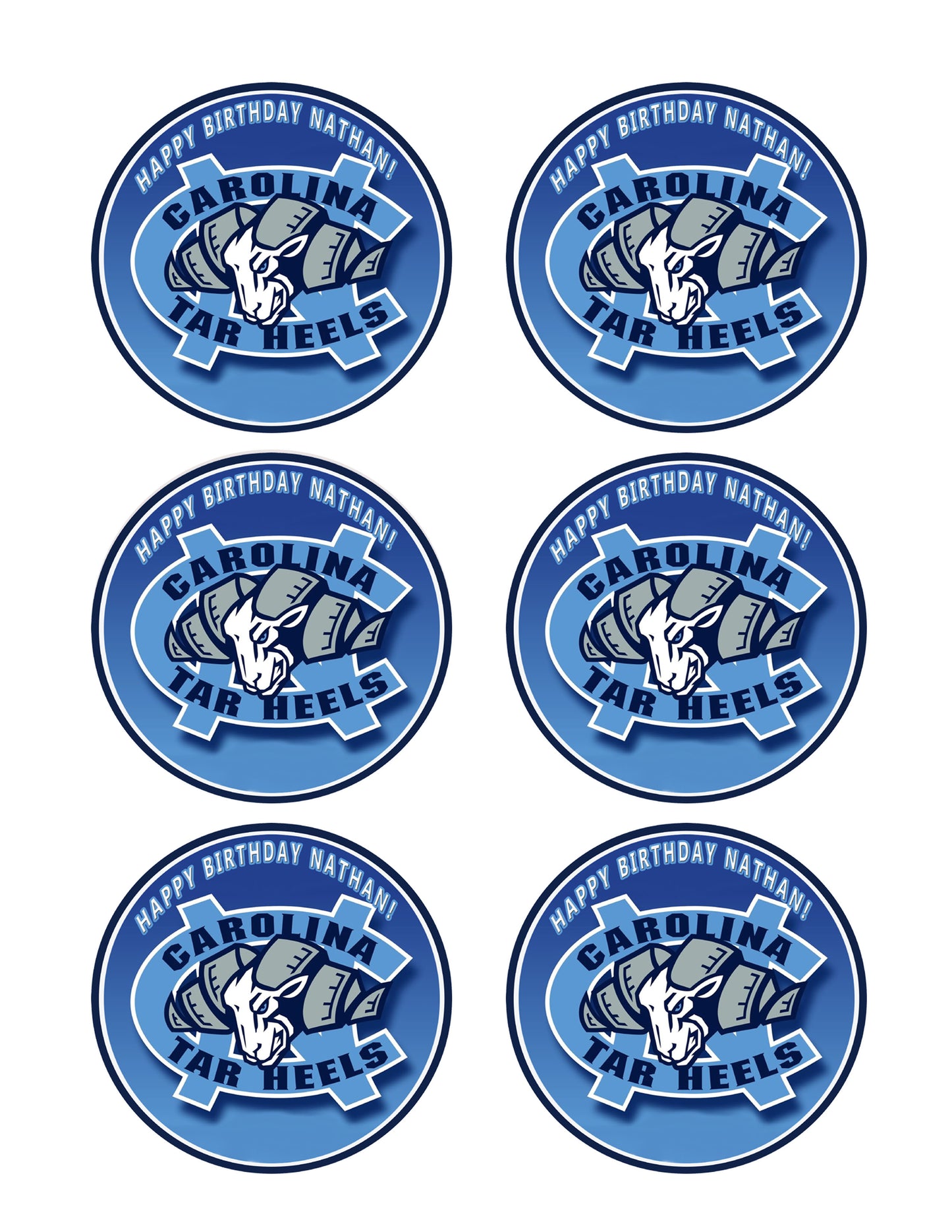 North Carolina Tar Heels - Edible Cake Topper OR Cupcake Topper, Decor