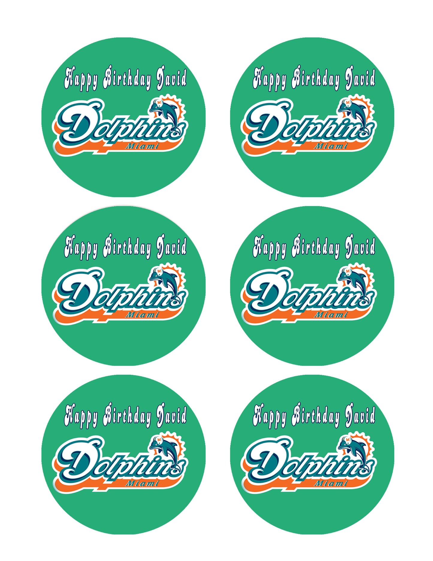 Miami Dolphins - Edible Cake Topper OR Cupcake Topper, Decor