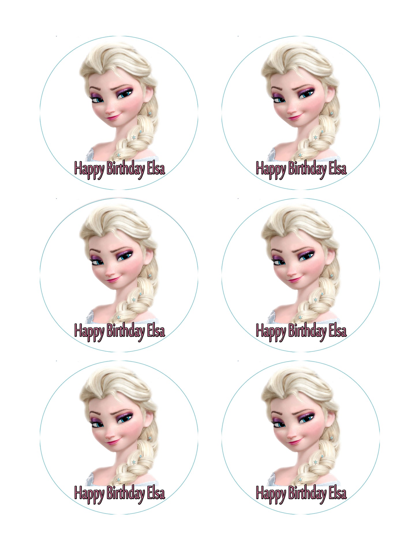 Frozen Elsa Face (Nr2) - Edible Cake Topper OR Cupcake Topper, Decor