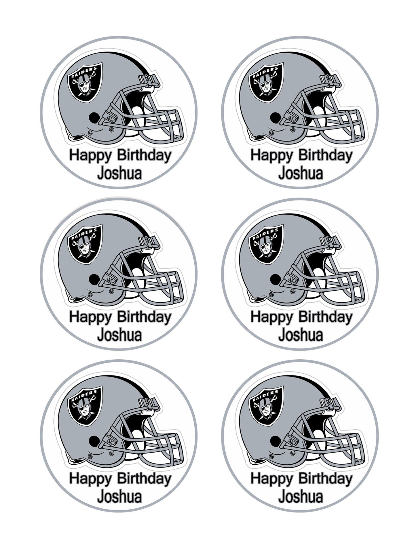 Oakland Raiders - Edible Cake Topper OR Cupcake Topper