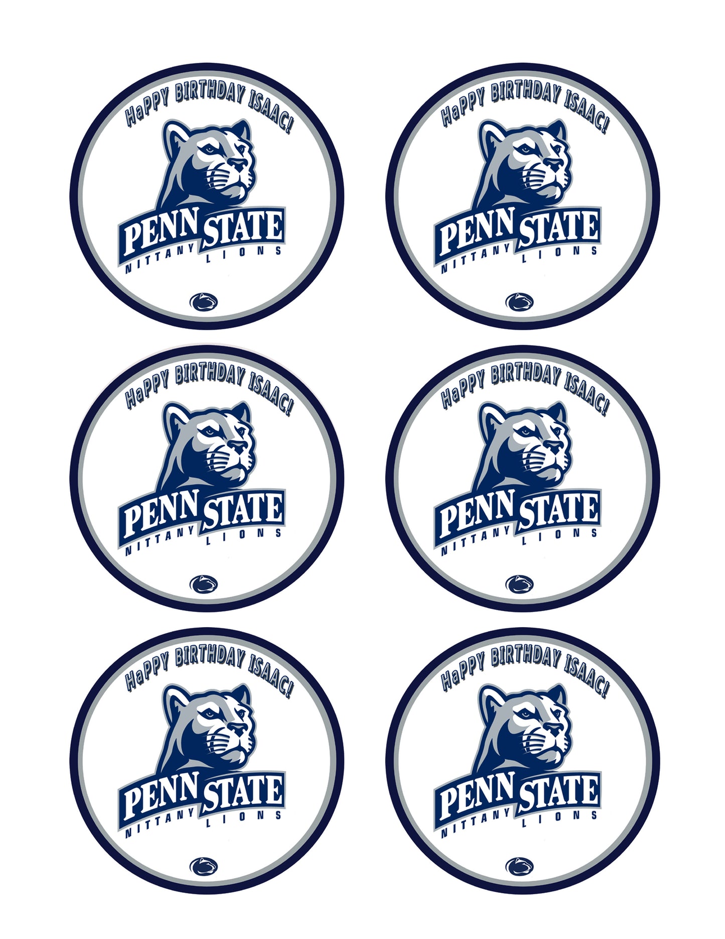 Penn State Nittany Lions - Edible Cake Topper OR Cupcake Topper, Decor