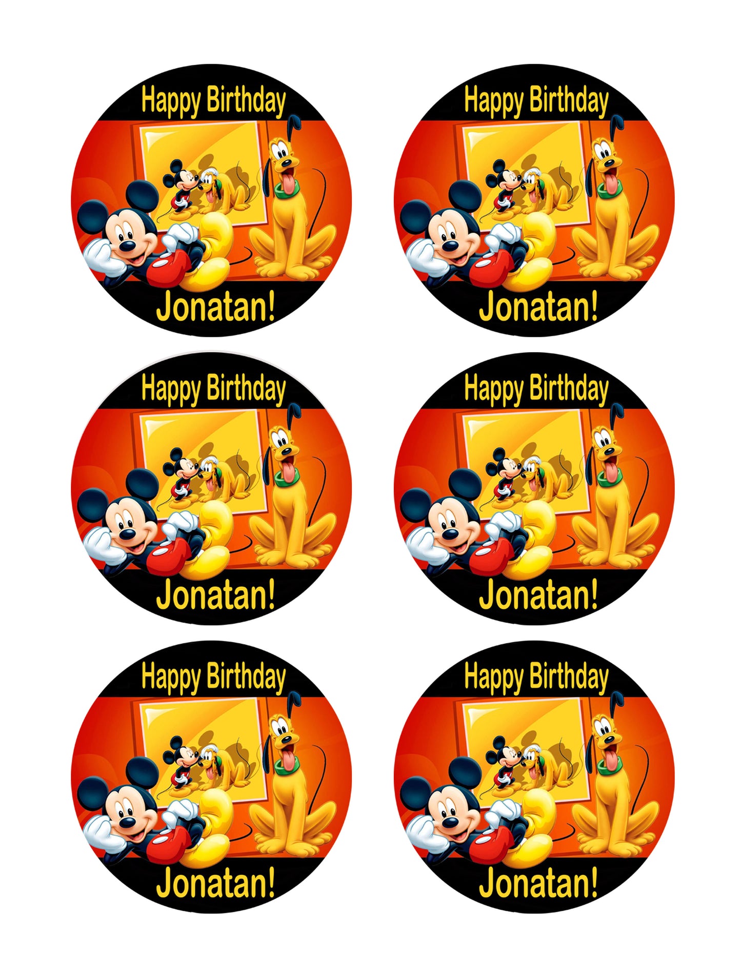 Mickey and Pluto - Edible Cake Topper OR Cupcake Topper, Decor