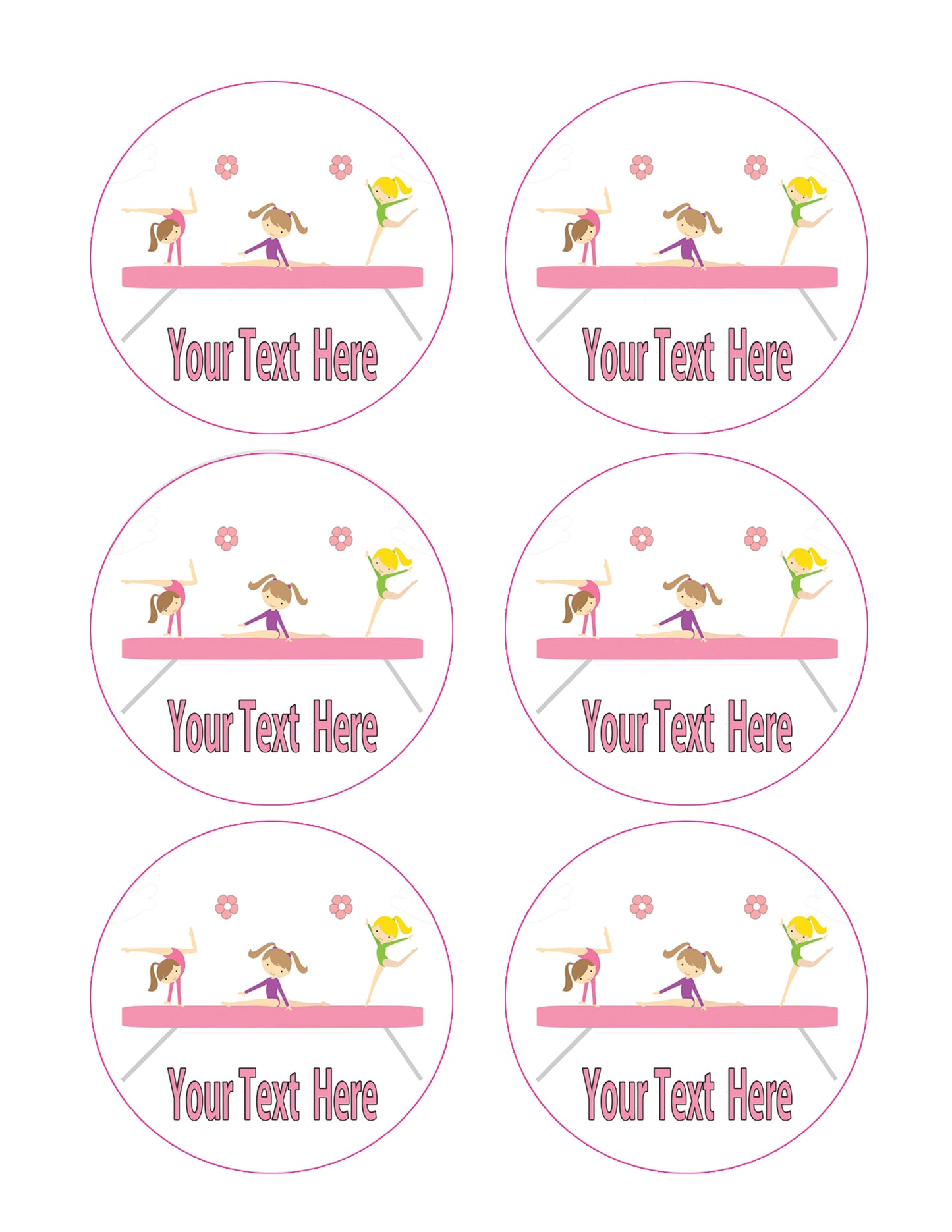 Gymnastics Tumbling Gym Girls - Edible Cake Topper OR Cupcake Topper, Decor