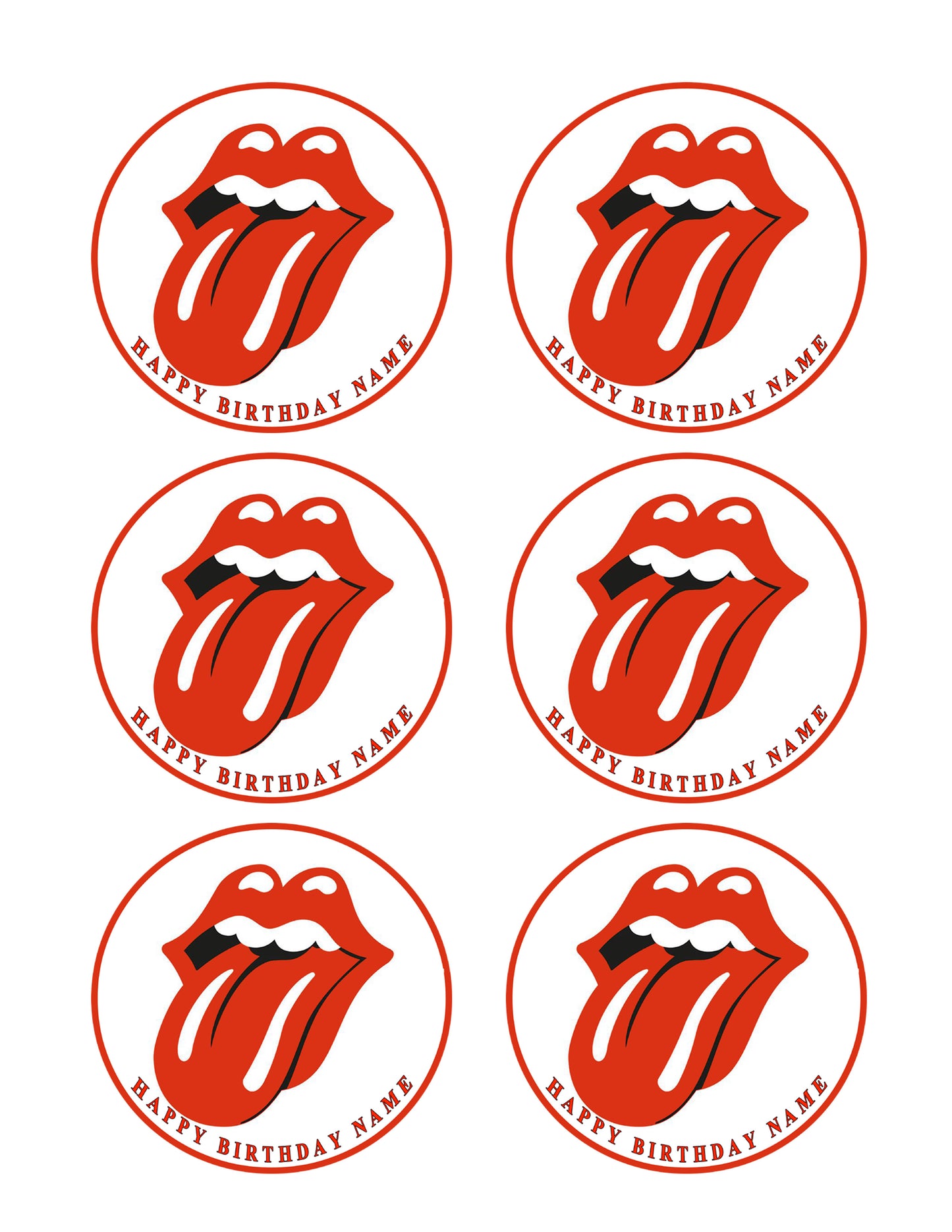 Rolling Stones Tongue Logo - Edible Cake Topper, Cupcake Toppers, Strips