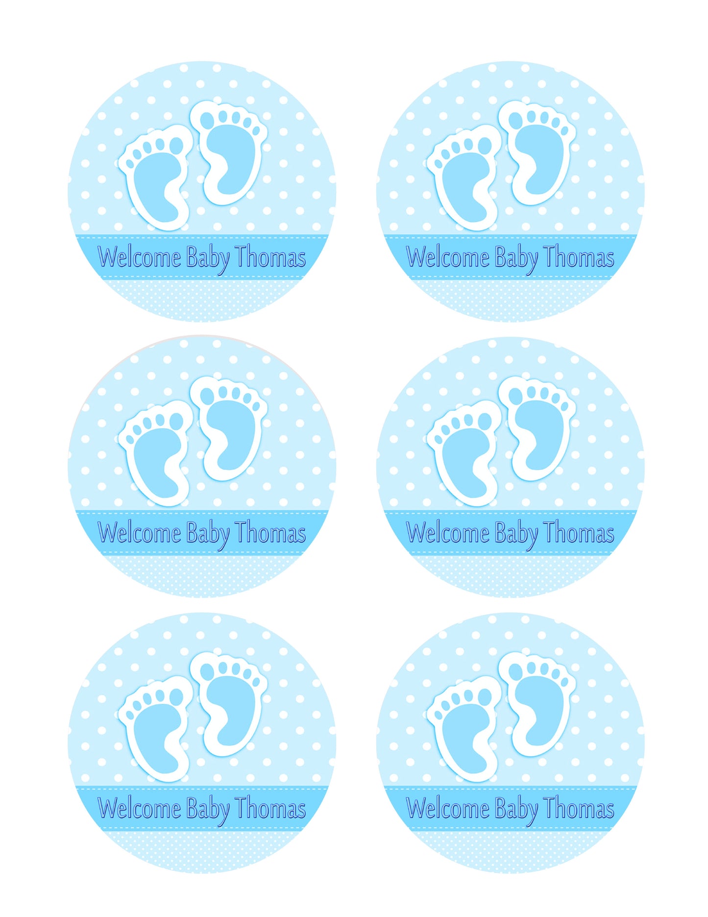 Baby Feet Foot Blue - Edible Cake Topper, Cupcake Toppers, Strips